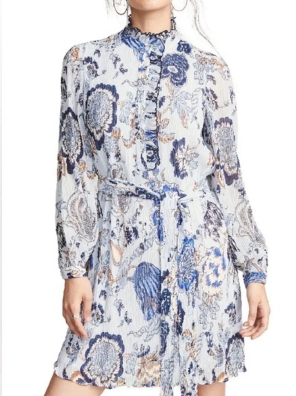 Tory Burch Deneuve Ruffle-Trim Floral-Print Dress